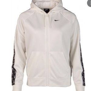 White oversized Nike zip up hoodie